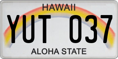 HI license plate YUT037