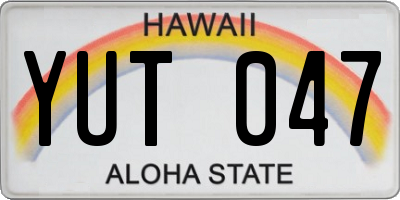 HI license plate YUT047