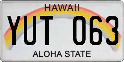HI license plate YUT063