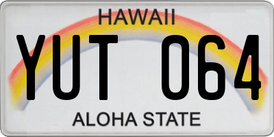 HI license plate YUT064
