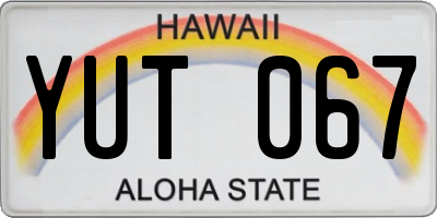 HI license plate YUT067