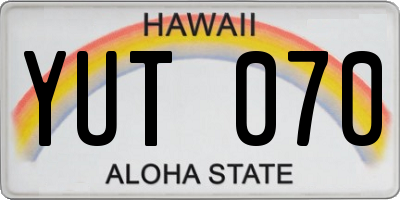 HI license plate YUT070