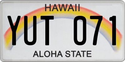 HI license plate YUT071