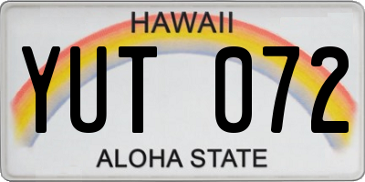 HI license plate YUT072