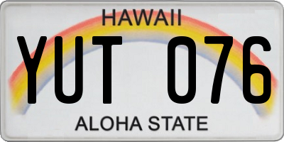 HI license plate YUT076