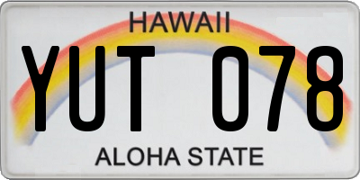 HI license plate YUT078