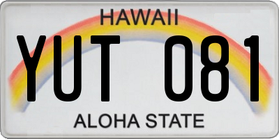 HI license plate YUT081