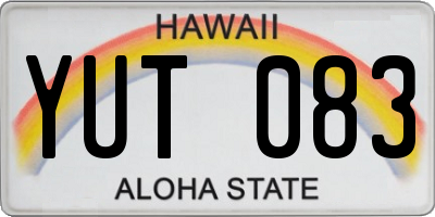 HI license plate YUT083