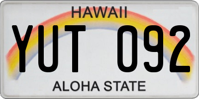 HI license plate YUT092