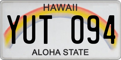 HI license plate YUT094