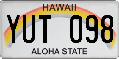 HI license plate YUT098