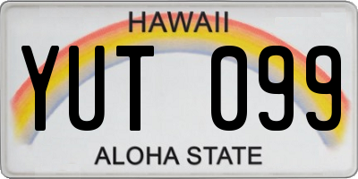 HI license plate YUT099