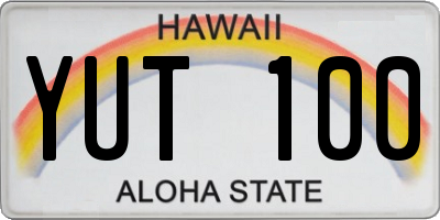 HI license plate YUT100
