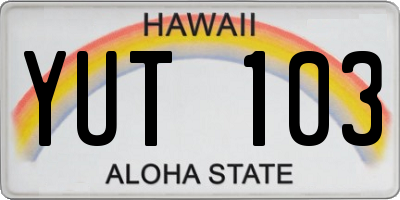 HI license plate YUT103