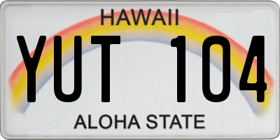 HI license plate YUT104