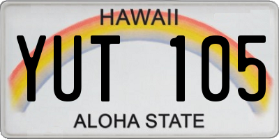HI license plate YUT105