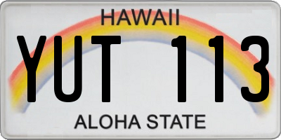 HI license plate YUT113
