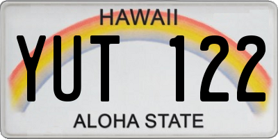 HI license plate YUT122