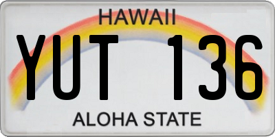 HI license plate YUT136