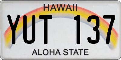 HI license plate YUT137
