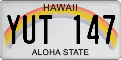 HI license plate YUT147