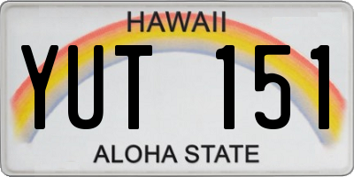 HI license plate YUT151
