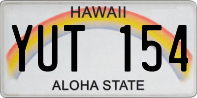 HI license plate YUT154