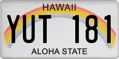 HI license plate YUT181