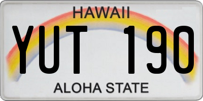 HI license plate YUT190