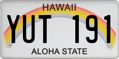 HI license plate YUT191