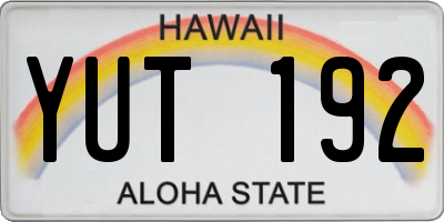 HI license plate YUT192