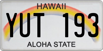 HI license plate YUT193
