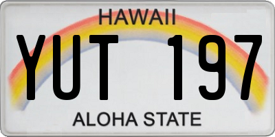 HI license plate YUT197