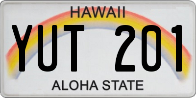 HI license plate YUT201