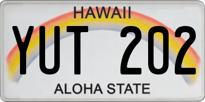 HI license plate YUT202