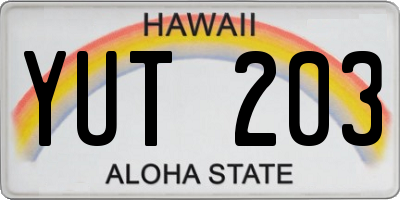 HI license plate YUT203