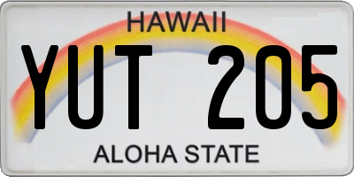 HI license plate YUT205