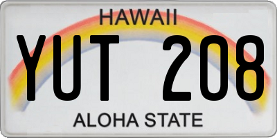 HI license plate YUT208