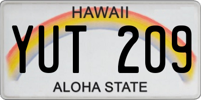 HI license plate YUT209