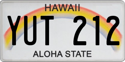 HI license plate YUT212
