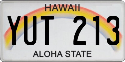 HI license plate YUT213