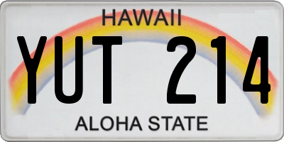 HI license plate YUT214