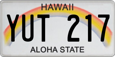 HI license plate YUT217