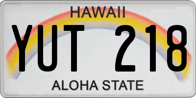 HI license plate YUT218