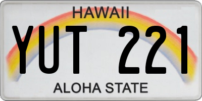 HI license plate YUT221