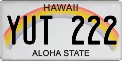 HI license plate YUT222