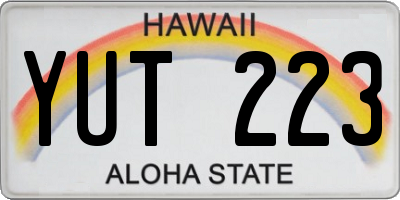 HI license plate YUT223