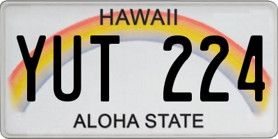 HI license plate YUT224