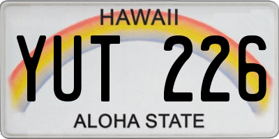 HI license plate YUT226
