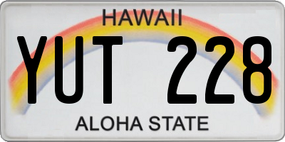 HI license plate YUT228
